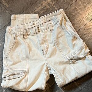 PacSun Cream Cargo Pants- size L - light blue stain see pic - barely noticeable